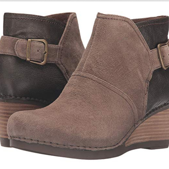 dansko susan nubuck leather wedge bootie